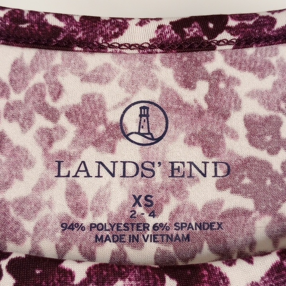 Lands End Womens Long Sleeve Shirt Sz XS Purple Floral Stretchy Comfy Exercise - Picture 3 of 5